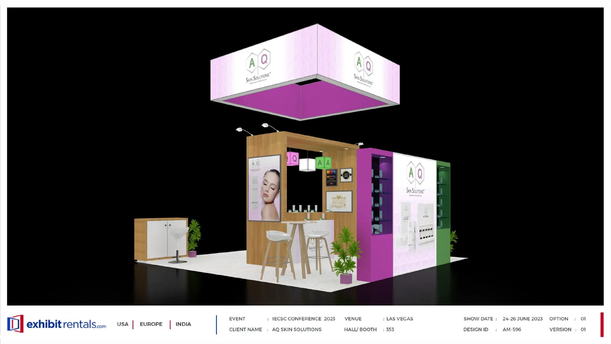 20x20 Island booth design by Exhibit-Rentals